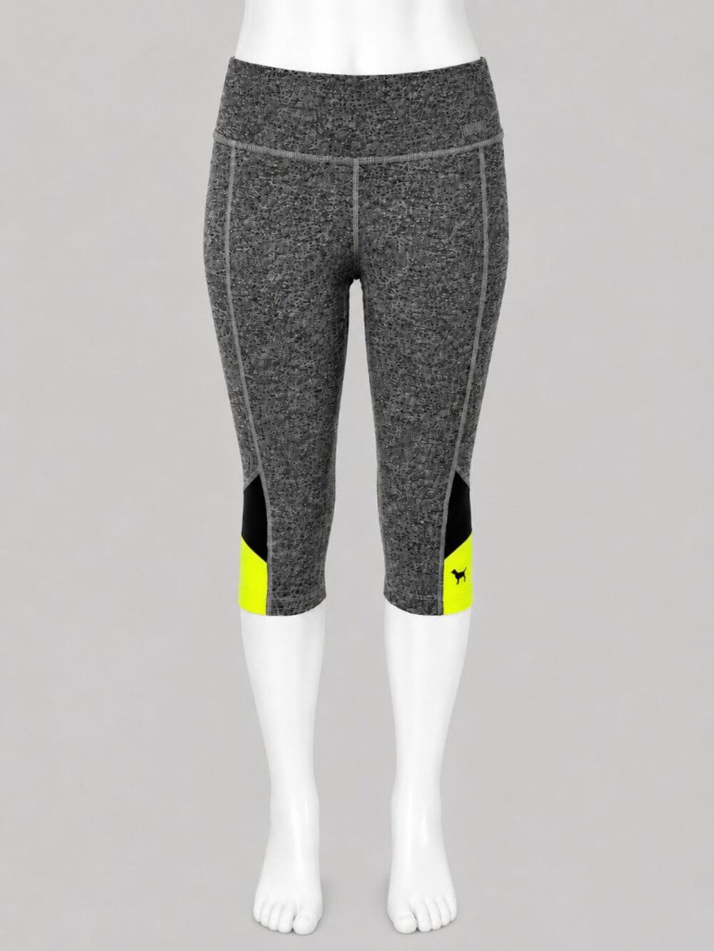 Victoria’s Secret PINK Yoga Capri Leggings Gray Neon Workout Athletic - XS